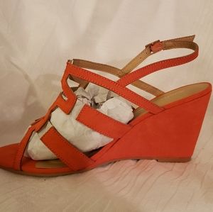 NEW Ashley Stewart Orange Cutout wedges- sz 11w